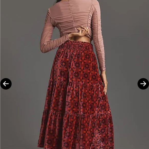 Anthropologie Dresses & Skirts - Anthropologie Floral Velvet Maxi Skirt